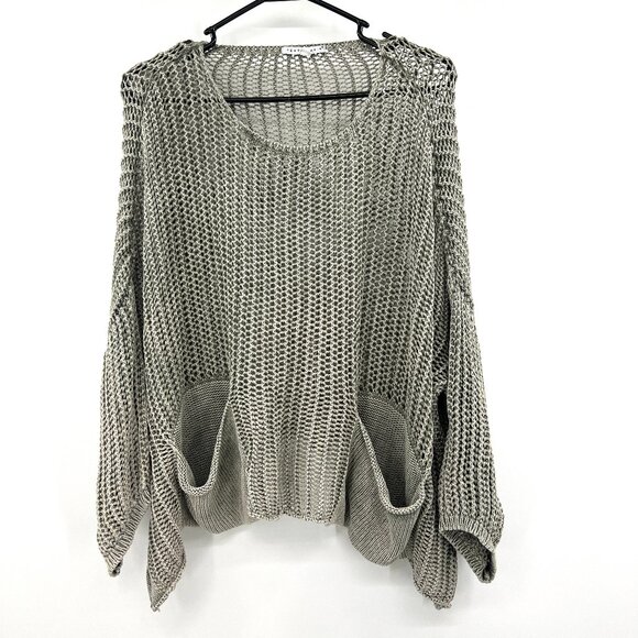 Tempo Paris 100% Cotton Gray Open Knot Sweater Women's OS - Picture 1 of 5